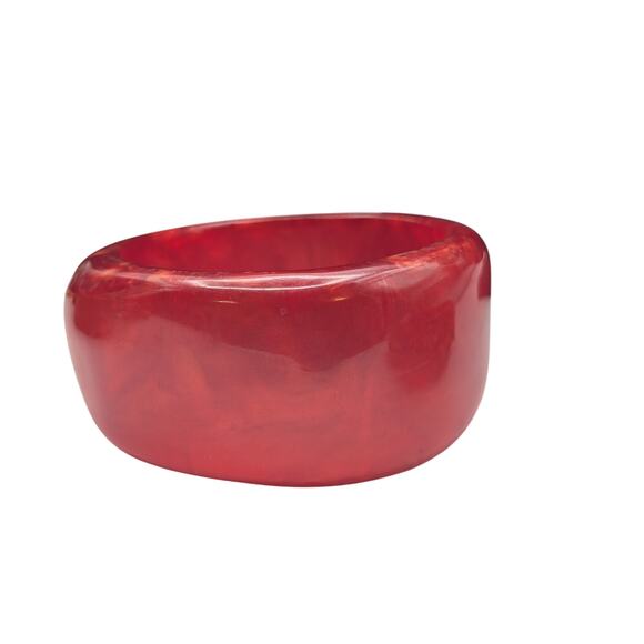Vintage Red/Orange Marbled Possibly Bakelite Bangle Bracelet Plus One - Picture 2 of 10